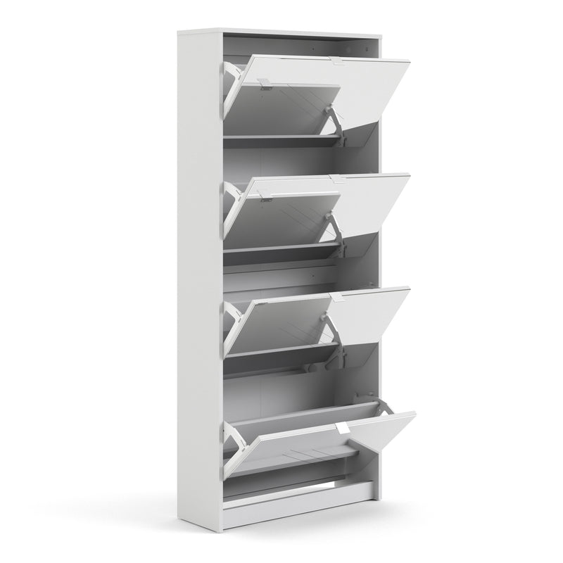 Shoes Shoe Cabinet 4 Flip Down Mirror Doors and 2 layers in White – image 4