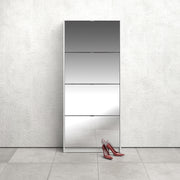 Shoes Shoe Cabinet 4 Flip Down Mirror Doors and 2 layers in White – image 5