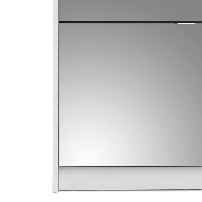 Shoes Shoe Cabinet 4 Flip Down Mirror Doors and 2 layers in White – image 6