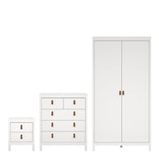 Barcelona Package - Bedside Table 2 Drawers + Chest 5 Drawers + 2 Door Wardrobe in Jackson – White – image 1
