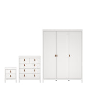 Barcelona Package - Bedside Table 2 Drawers + Chest 5 Drawers + 3 Door Wardrobe in Jackson – White – image 1