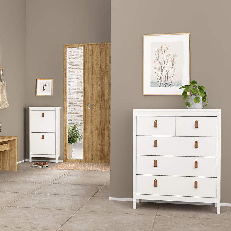 Barcelona Package - Bedside Table 2 Drawers + Chest 5 Drawers + 3 Door Wardrobe in Jackson – White – image 8