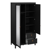 Barcelona Wardrobe with 1 Door 1 Mirror Door 2 Drawers – Matt Black – image 5