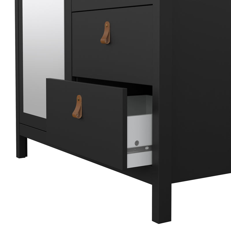 Barcelona Wardrobe with 1 Door 1 Mirror Door 2 Drawers – Matt Black – image 9
