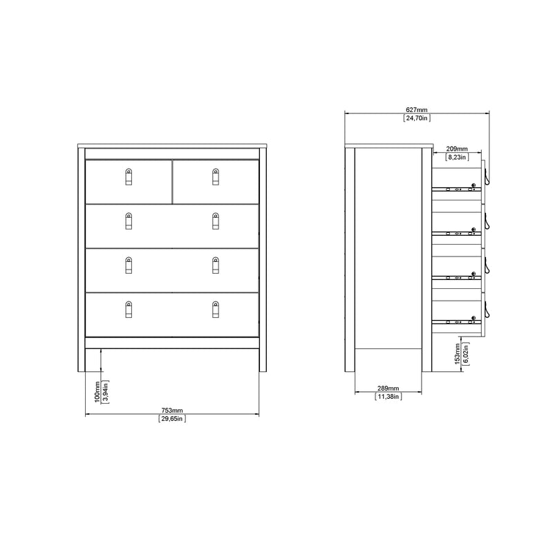 Barcelona Chest 3+2 Drawers – Hickory Oak – image 12