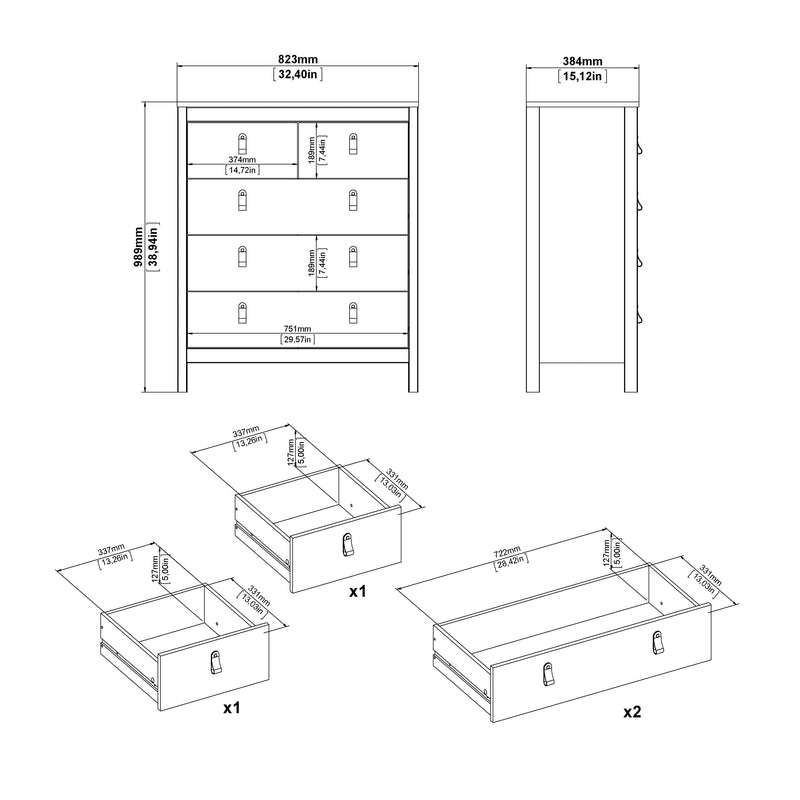 Barcelona Chest 3+2 Drawers – Cashmere – image 13