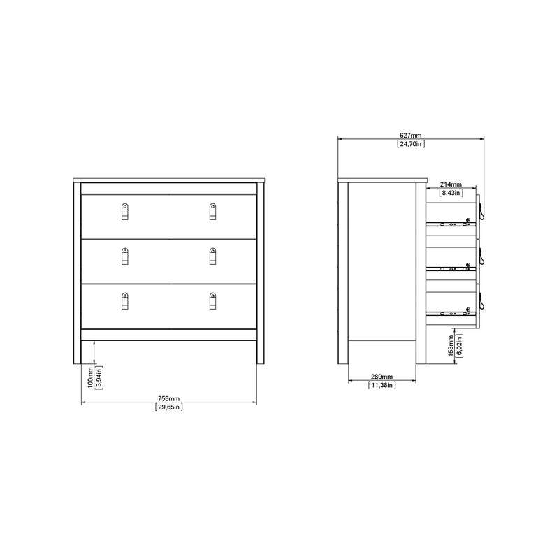 Barcelona Chest 3 Drawers – White – image 10