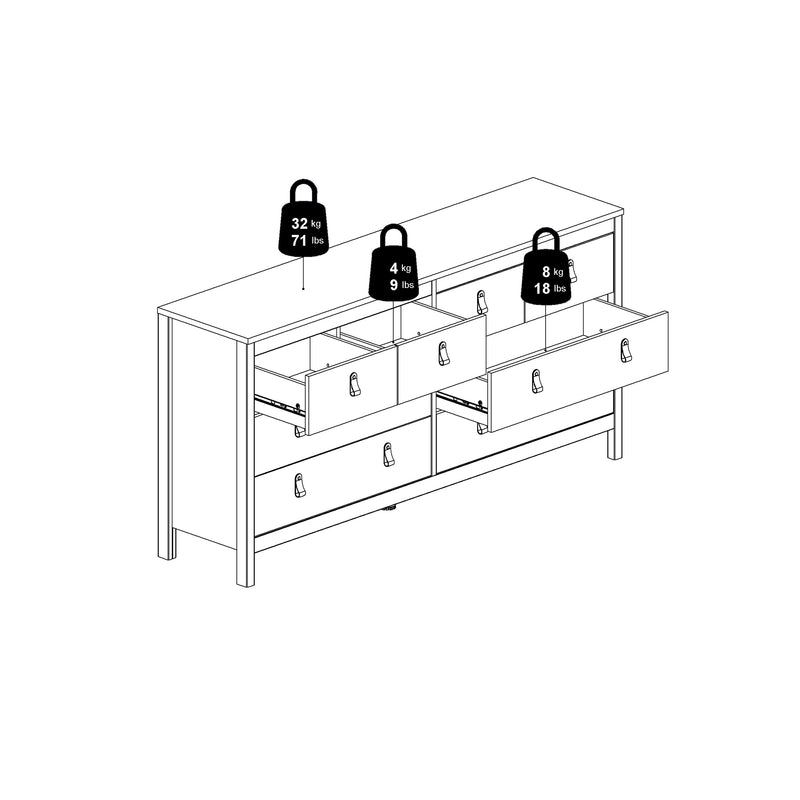 Barcelona Double Dresser 4+4 Drawers – White – image 11