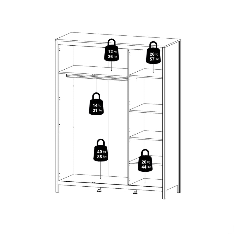 Barcelona Wardrobe with 3 Doors in Jackson – White – image 12