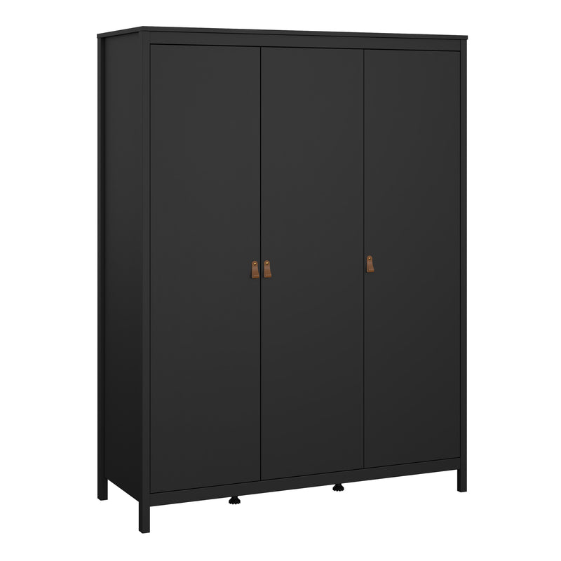 Barcelona Wardrobe with 3 Doors in Jackson – Matt Black – image 1