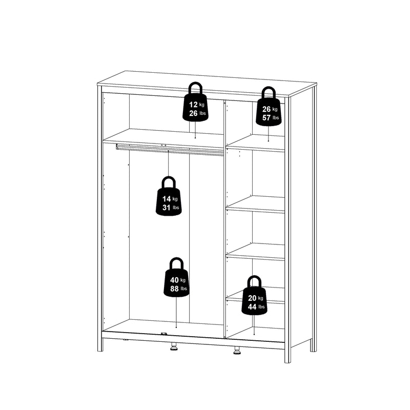 Barcelona Wardrobe with 3 Doors in Jackson – Matt Black – image 12