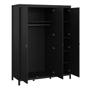 Barcelona Wardrobe with 3 Doors in Jackson – Matt Black – image 5