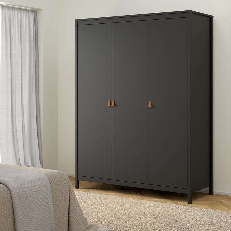 Barcelona Wardrobe with 3 Doors in Jackson – Matt Black – image 7