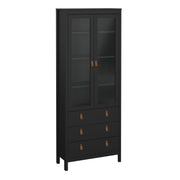 Barcelona China Cabinet 2 Doors with + 3 Drawers in Jackson – Matt Black – image 1