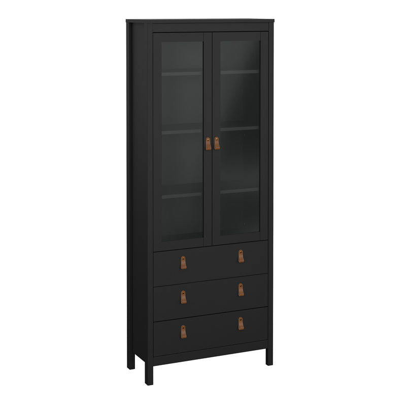 Barcelona China Cabinet 2 Doors with + 3 Drawers in Jackson – Matt Black – image 1