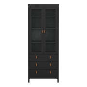 Barcelona China Cabinet 2 Doors with + 3 Drawers in Jackson – Matt Black – image 2