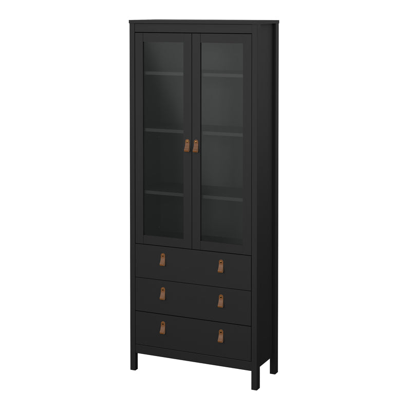 Barcelona China Cabinet 2 Doors with + 3 Drawers in Jackson – Matt Black – image 3