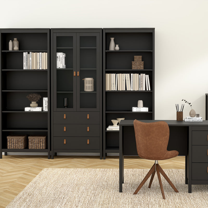 Barcelona China Cabinet 2 Doors with + 3 Drawers in Jackson – Matt Black – image 7