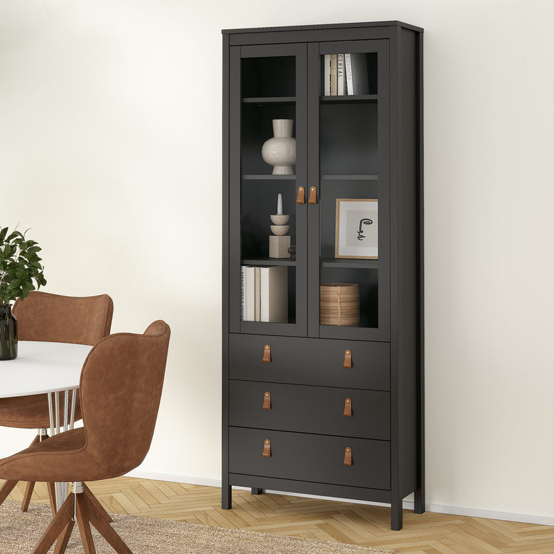 Barcelona China Cabinet 2 Doors with + 3 Drawers in Jackson – Matt Black – image 8