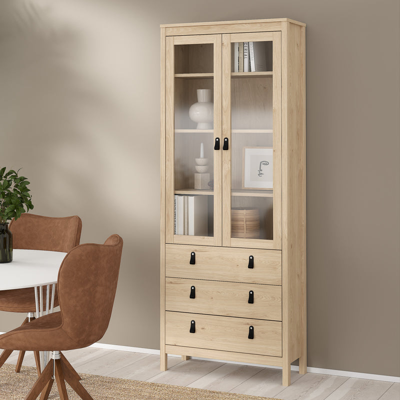 Barcelona China Cabinet 2 Doors with + 3 Drawers in Jackson – Hickory Oak – image 8