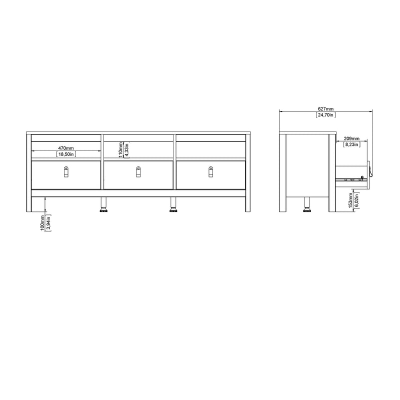 Barcelona TV Unit 3 Drawers – White – image 10