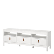 Barcelona TV Unit 3 Drawers – White – image 3