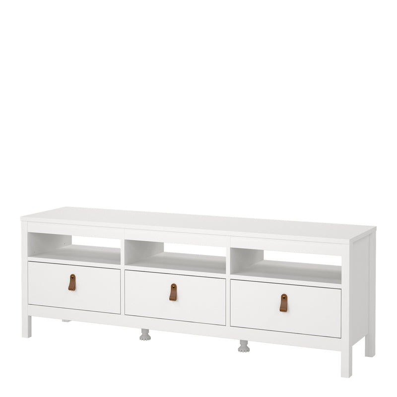 Barcelona TV Unit 3 Drawers – White – image 3