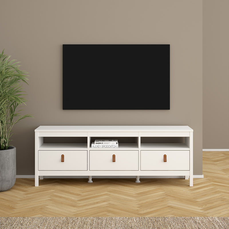 Barcelona TV Unit 3 Drawers – White – image 6