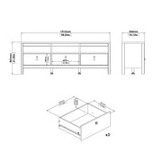 Barcelona TV Unit 3 Drawers – White – image 9