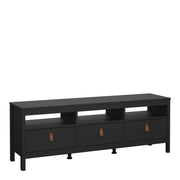 Barcelona TV Unit 3 Drawers – Matt Black – image 1