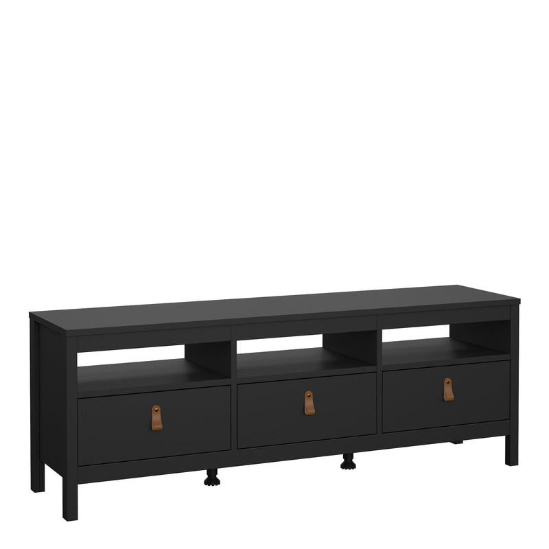 Barcelona TV Unit 3 Drawers – Matt Black – image 1