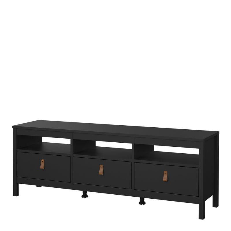 Barcelona TV Unit 3 Drawers – Matt Black – image 3