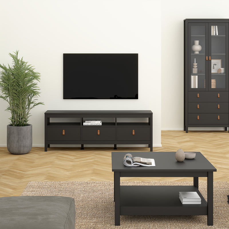 Barcelona TV Unit 3 Drawers – Matt Black – image 6