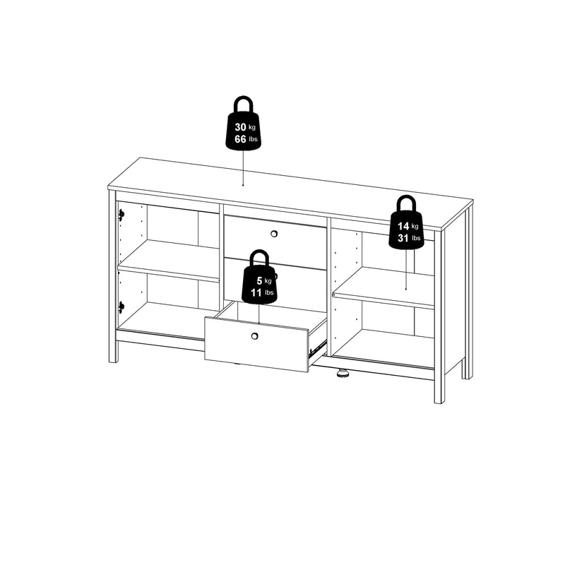 Barcelona Sideboard 2 Doors + 3 Drawers – Matt Black – image 11