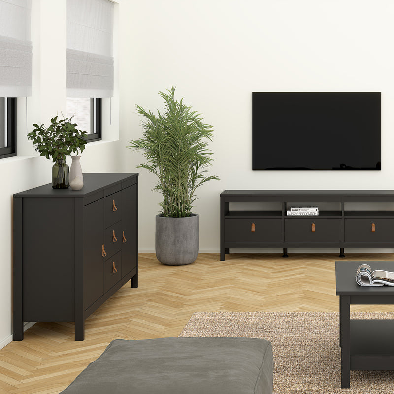 Barcelona Sideboard 2 Doors + 3 Drawers – Matt Black – image 6