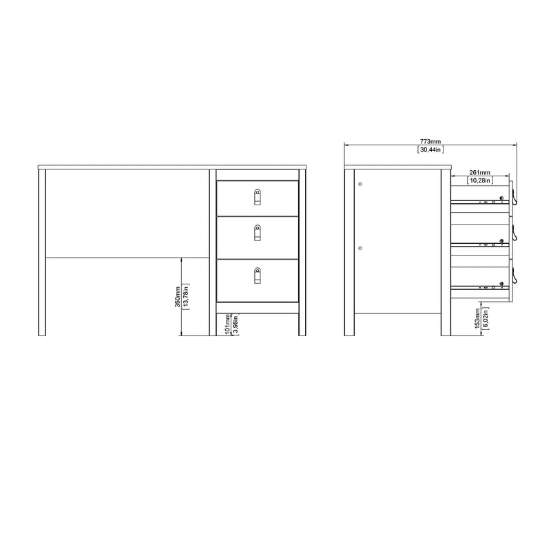 Barcelona Desk 3 Drawers in Jackson – White – image 11
