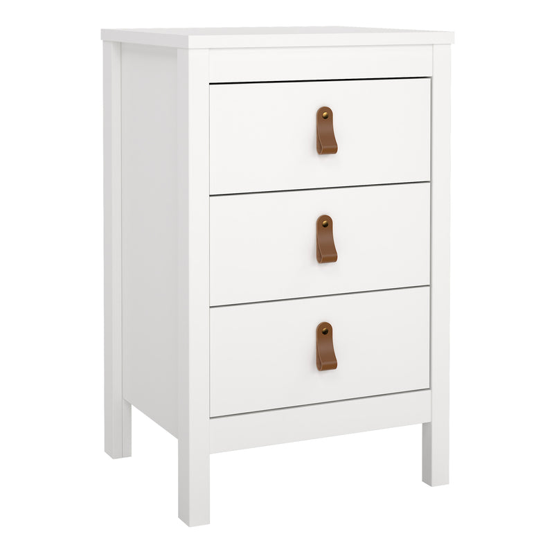 Barcelona Bedside Table 3 Drawers – White – image 1