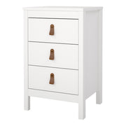 Barcelona Bedside Table 3 Drawers – White – image 3