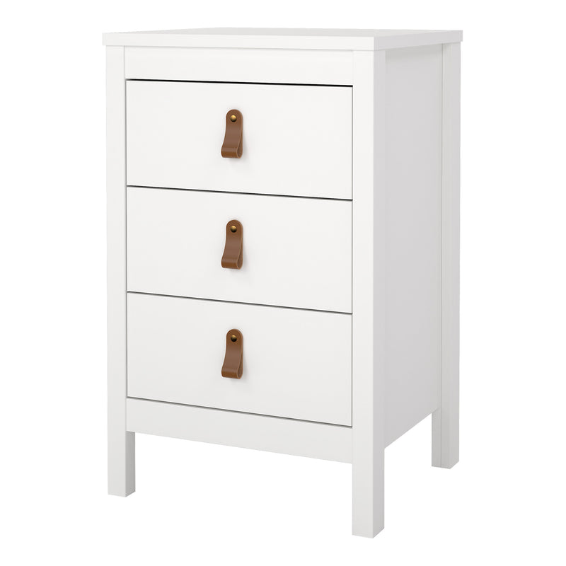 Barcelona Bedside Table 3 Drawers – White – image 3