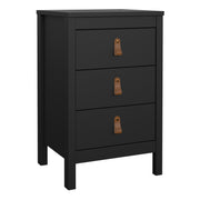 Barcelona Bedside Table 3 Drawers – Matt Black – image 1