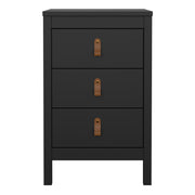 Barcelona Bedside Table 3 Drawers – Matt Black – image 2
