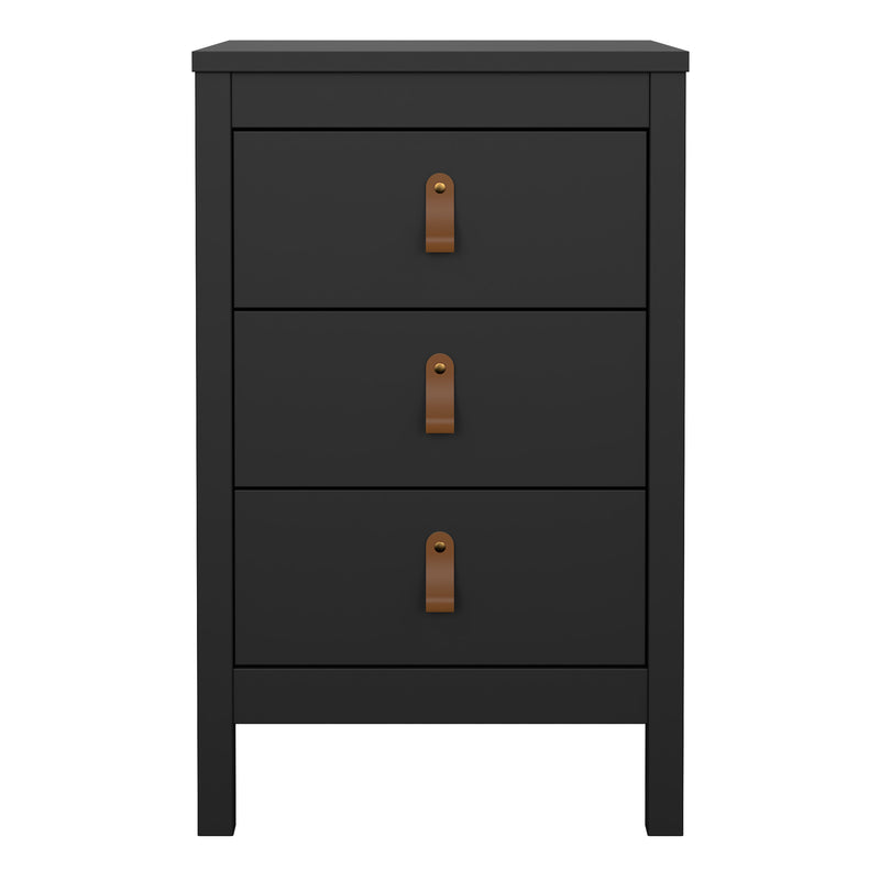 Barcelona Bedside Table 3 Drawers – Matt Black – image 2