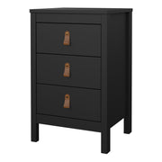 Barcelona Bedside Table 3 Drawers – Matt Black – image 3