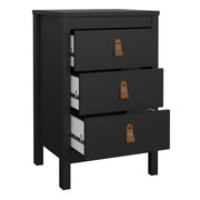 Barcelona Bedside Table 3 Drawers – Matt Black – image 6