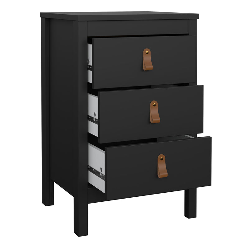 Barcelona Bedside Table 3 Drawers – Matt Black – image 6