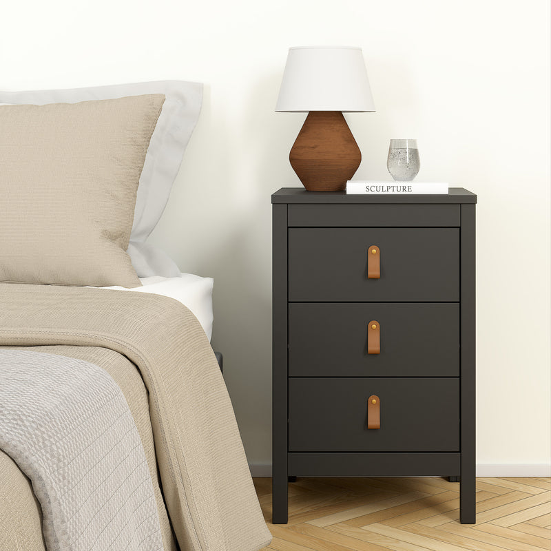 Barcelona Bedside Table 3 Drawers – Matt Black – image 7