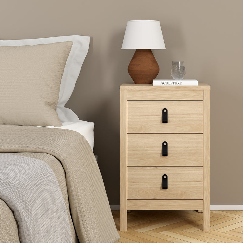 Barcelona Bedside Table 3 Drawers – Hickory Oak – image 7