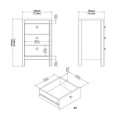 Barcelona Bedside Table 3 Drawers – Cashmere – image 11