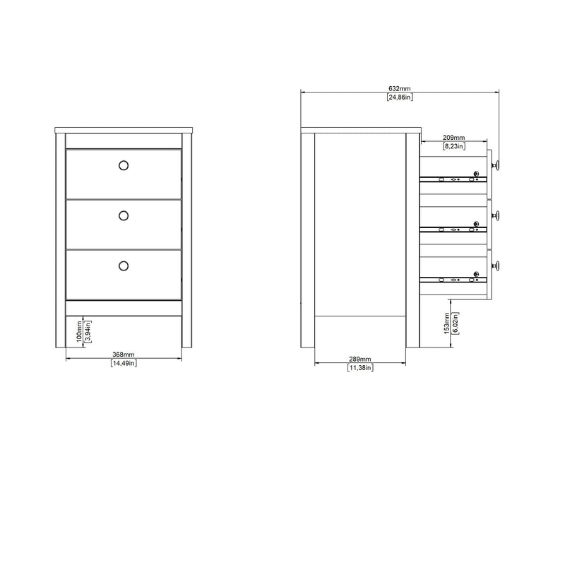 Barcelona Bedside Table 3 Drawers – Cashmere – image 12