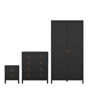Barcelona Package - Bedside Table 2 Drawers + Chest 5 Drawers + 2 Door Wardrobe in Jackson – Matt Black – image 1